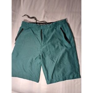 FREERWORLD Hybrid swin trunks Mens Size 32 Teal Flat Front Casual